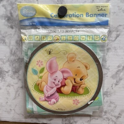 Banner plástico para baby shower Winnie the Pooh 7,75 pies de largo - sello Disney Baby Foto 1 de 3