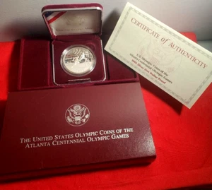 1995-P Atlanta Olympics Track Field Silver Commemorative Dollar OGP w/ COA *677* - Picture 1 of 10