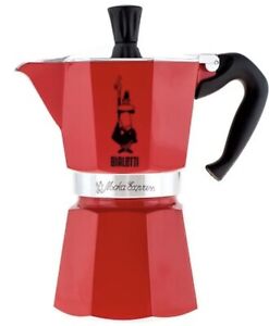 Bialetti 6 Cup Moka Stovetop Espresso Maker, Red 6-Cup Moka Express. (BN)