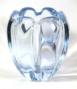 1950 Large Vintage ORREFORS Sweden STELLA POLARIS VASE Ice Blue VICKE LINDSTRAND - Picture 1 of 3