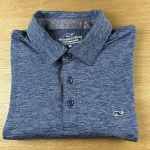 VINEYARD VINES Size Medium M Performance Mens Polo Shirt Blue Stripe - Picture 1 of 8