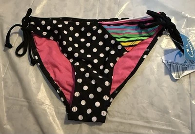 Women’s California Waves Small Black & White Polka Dot Swim Bikini Bottom NWT - Image 1 of 2