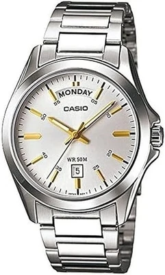 Reloj Casio Clásico Analógico Acero Inoxidable Esfera Plateada Cuarzo MTP-1370D-7A2 Hombre Foto 1 de 3
