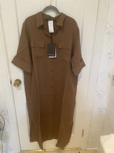 Marina Rinaldi Women's Brown MaxiDadaista Button Down Shirt Dress Size 23/14 NWT - Picture 1 of 15