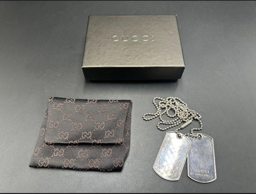 GUCCI TWIN DOG TAGS & BOULE NECKLACE 925 STERLING SILVER HALLMARKED TOM FORD VGC - Image 1 of 4