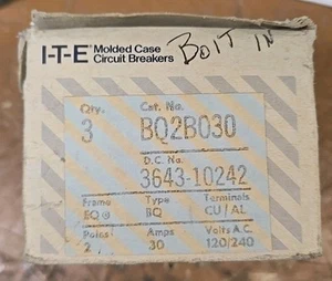 Lot of 3 ITE Siemens BQ2B030 Black 120-240V 30A 2 Pole Unit Circuit Breaker - Picture 1 of 2