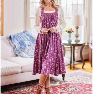 Nuevo con etiquetas Vestido Floral April Cornell Sarah Pinafore Púrpura XXS - Imagen 1 de 7