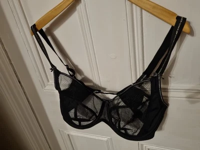 Sujetador con aros Freya negro y plateado copa transparente talla 36FF / 36 FF - NUEVO Foto 1 de 4