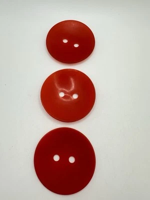 VTG 3 Red Bakelite Buttons Huge 2 Holes 23 Grams Estate Sale Retro Read - Image 1 of 4