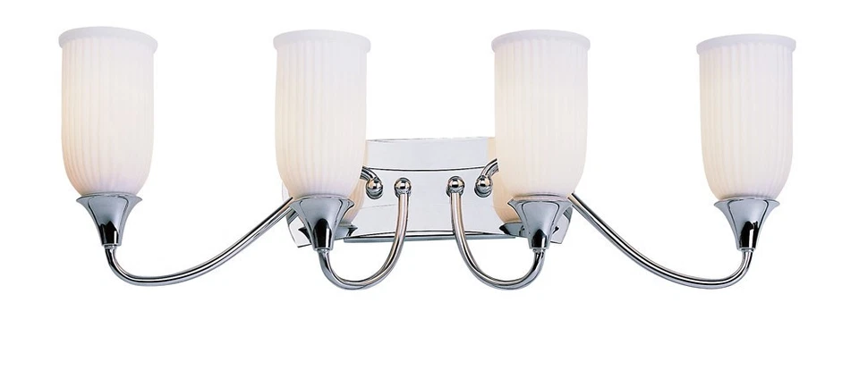 Polished Chrome And Fluted Glass 4 Light Bath Wall Orig $507 - Image 1 of 1