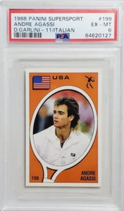 1988 Panini Supersport Italian #199 Andre Agassi Rookie Card RC PSA 6 EX-MT - Picture 1 of 2