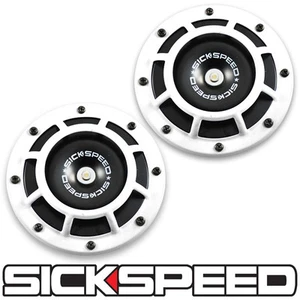 SICKSPEED 2PC WHITE SUPER LOUD COMPACT ELECTRIC BLAST TONE HORN CAR SUV 12V P25 - Picture 1 of 1