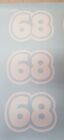 Racing number 4"x3" sticker decal x3 Motox or Go Kart. WHITE ES68