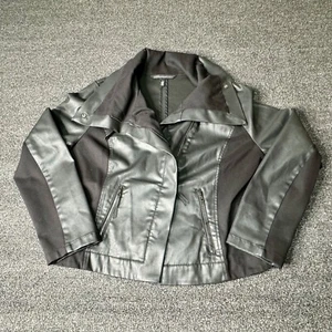 White House Black Market Moto Coated Denim Jacket Size Large - Picture 1 of 8