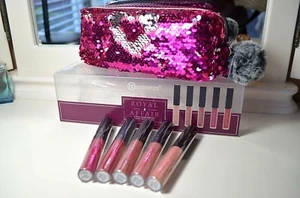 BH Cosmetics Liquid Lipstick Set 5 PC Royal Affair Nude Pink Red + Sequined Bag - Picture 1 of 7