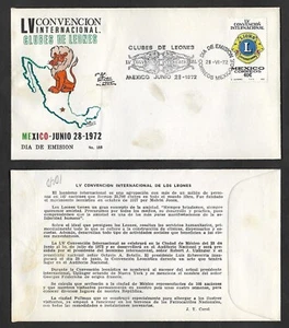 SD)1972 MEXICO  FIRST DAY COVER, 55° INTERNATIONAL CONVENTION OF LIONS CLUBS, SH - Picture 1 of 1