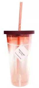 Kate Spade Ombre Tumbler Raspberry Ombre Multi with Lid and Straw 20 Fl Oz NWT - Picture 1 of 12
