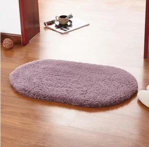 Solid Oval Area Rug Soft Carpet Bedroom Bedside Plush Floor Rugs Anti-slip Mat - Picture 1 of 30