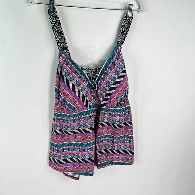 Camiseta Tankini Multicolor Estampado Geométrico Azul Costal para Mujer XXL 2XL Foto 1 de 4