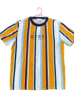 Vintage 90s Guess Shirt Mens L Striped Multicolor Orange Casual Preppy - Image 1 of 4