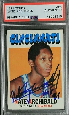 Nate Archibald HOF Signed 1971 -72 Topps #29 Autographed ROOKIE Card PSA - Image 1 of 4