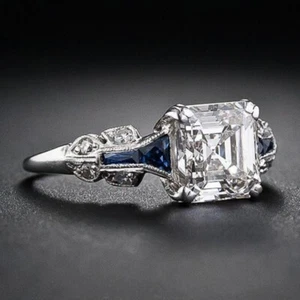 Fashion Party Pattern Artificial Diamond Topaz Sapphire Alloy Rhinestone Ring AU - Picture 1 of 4