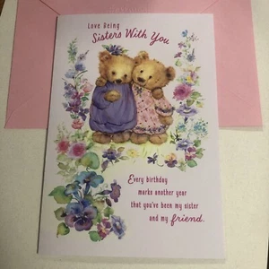 Happy Birthday Love Being Sisters With You Sister 5”x7” Hallmark Greeting Card - Picture 1 of 4