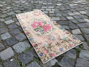 Turkish Vintage Small Rug Handmade Wool Bohemian Bath Mat Rug Traditional Rug - Picture 1 of 10
