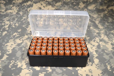 BERRY'S AA Battery Plastic Storage Box Bin Container HOLDS 50 BATTERIES ! (1) CLEAR