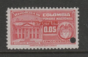 Colombia 5c Red National Revenue MNH Specimen - Picture 1 of 2