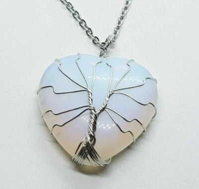 Collana donna pendente cuore pietra di luna naturale con GARANZIA argento NUOVA - Immagine 1 di 4