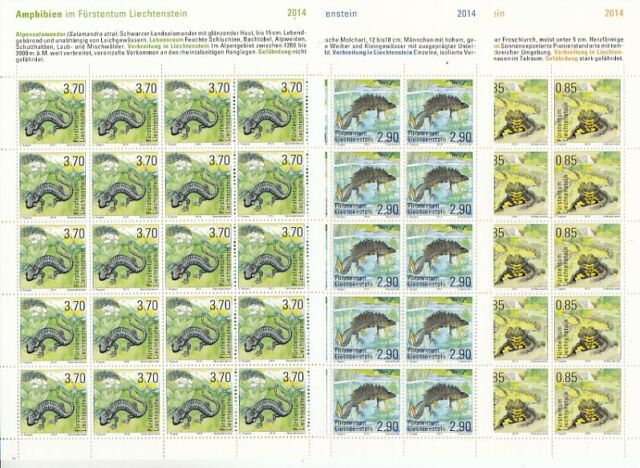 Liechtenstein 1715 - 17 Amphibiens Feuilles Miniature Lot Inférieur Postpreis