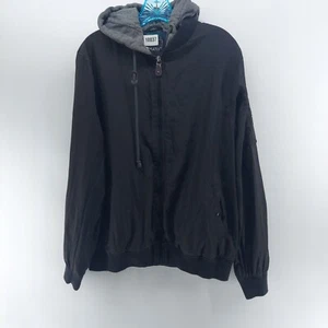matix men's black hooded jacket size medium full zip lightweight casual polyeste - Picture 1 of 9