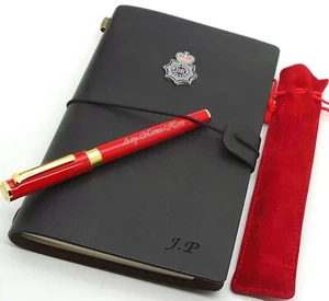 Diario de cuero de la policía del Reino Unido cuaderno cresta insignia grabado fuerza condado Met regalos - Imagen 1 de 4