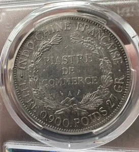 1909-A French Indo China Piastre PCGS AU Details - Cleaned - Picture 1 of 4