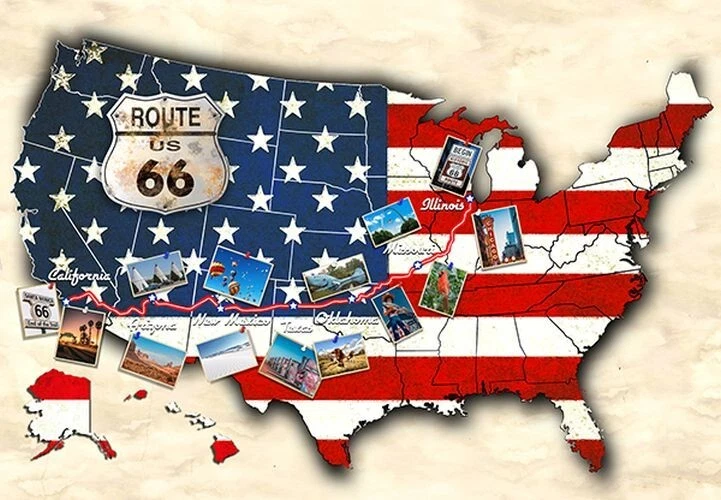 On The Road Again de Hoffman Fabrics - Panel de mapas estadounidense Americana #W5414-159 Foto 1 de 1