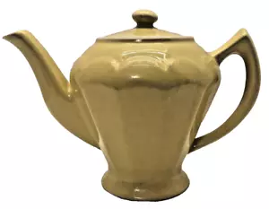 Vintage Hall Keramik Steinzeug Teekanne/Kaffeekanne mit Deckel 7 Zoll hoch gelb glasiert - Bild 1 von 13