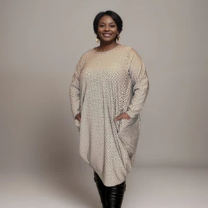 WHITE SPOTTY DRESS + POCKETS + DIPPED HEM - Picture 1 of 5
