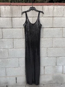 NWT $550 Rag & Bone Marcie Silk Sequin Mesh Maxi Evening Dress Black Sz S - Picture 1 of 9