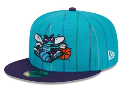 Men's New Era Stripe Classic Charlotte Hornets NBA Basketball 59FIFTY Fitted Hat - Image 1 of 4