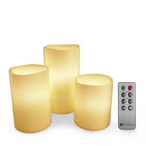 Lavish Home 3-Piece Led Flameless Candle Set with Remote, White