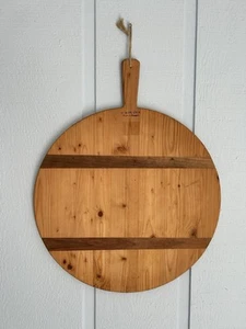 Europe2you Round Serving Board-19th C Timber Pizza Bread Board With Handle-28'' - Picture 1 of 15