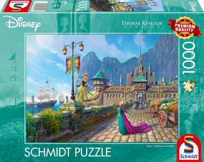 Kinkade Disney Frozen Celebrating in Arendelle Jigsaw Puzzle 1000 Pieces - Image 1 of 2