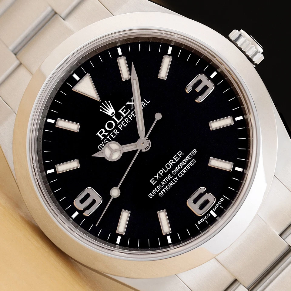 2015 Karte Rolex Explorer I 214270 MK1 Schwarze Arabische Edelstahl 39mm Uhr - Bild 1 von 4