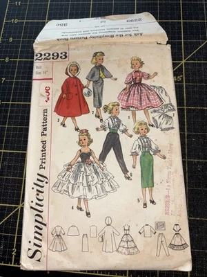 Sewing SIMPLICITY PRINTED PATTERN #2293; 14" Fashion Doll Wardrobe! - Image 1 of 4