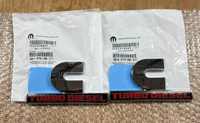 JUEGO Cummins Turbo Diesel Emblema Derecha y Derecha para Ram 2500 3500 OEM MOPAR 68149701AB Foto 1 de 2