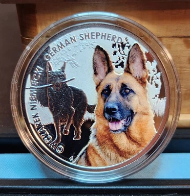 Moneda de plata de prueba Niue 2014 $1 pastor alemán mejores amigos perros rara 17,5 Foto 1 de 4