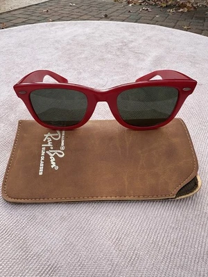 GAFAS DE SOL VINTAGE B&L RAY-BAN WAYFARER Auténticas HECHAS EN EE. UU. ROJO CARMESÍ G15 Foto 1 de 4