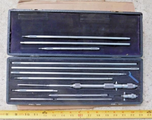VINTAGE LS STARRETT TIEFENMIKROMETER SET IN SAMTGEFÜTTERTEM GEHÄUSE MASCHINIST WERKZEUGE - Bild 1 von 11