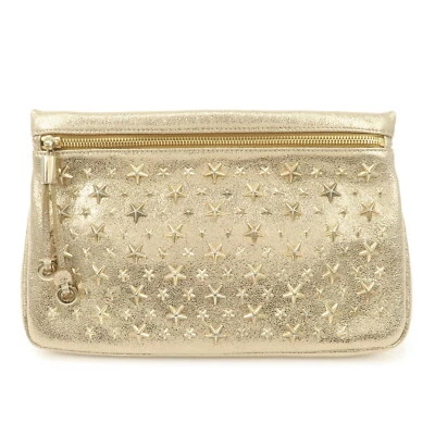 Bolso sin asas de cuero con tachuelas estrella JIMMY CHOO dorado auténtico usado envío gratuito Foto 1 de 4